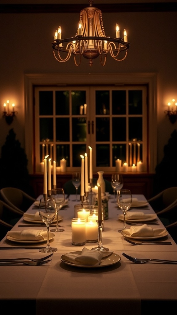 13 Modern Dining Table Decor Ideas For A Stylish And Inviting Look 5 A beautifully set dining table with candles creating warm lighting for an intimate dinner.
