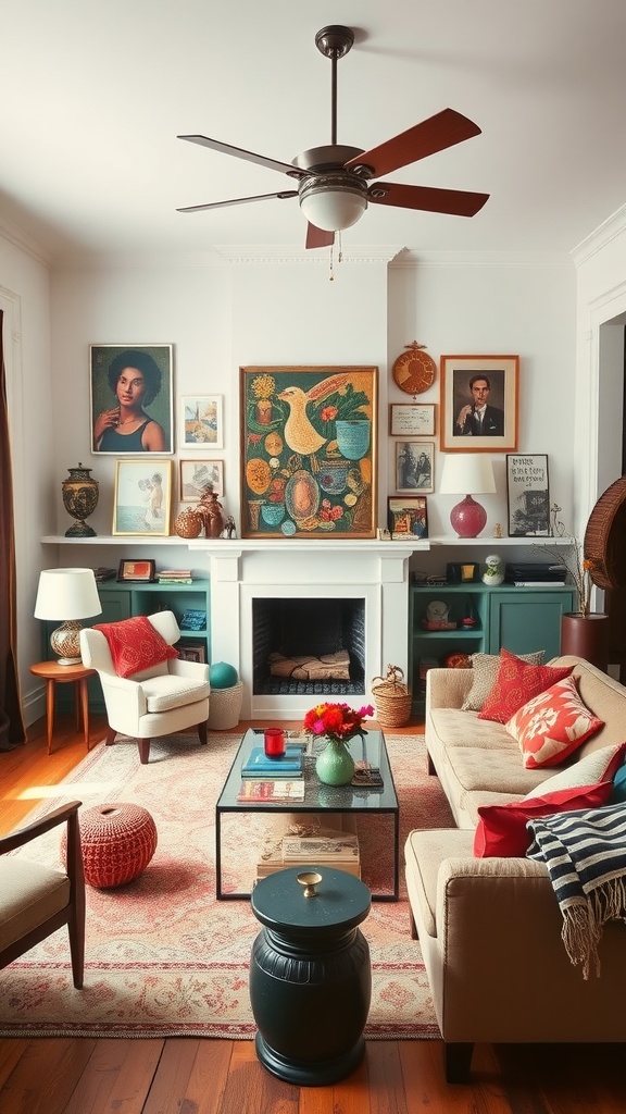 9 Living Room Inspirations For A Cozy & Stylish Space 4 Cozy living room featuring a mix of vintage and contemporary decor.