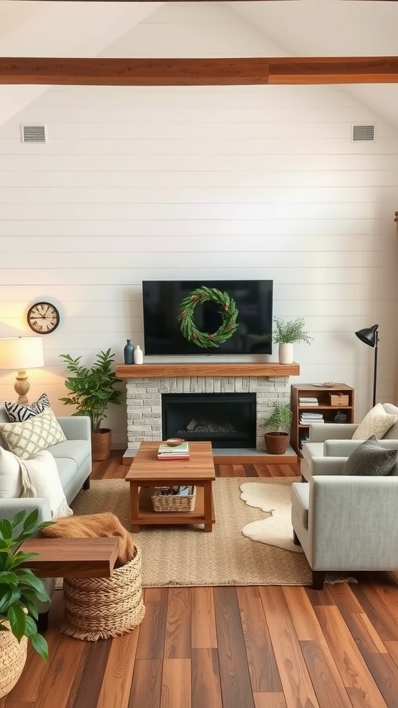 13 Wall Paneling Ideas For A Stylish Home Upgrade 17 Living room with shiplap wall paneling and rustic decor.
