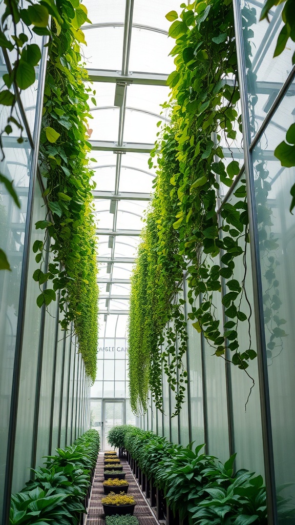 13 Gorgeous Green House Ideas To Grow Your Own Garden 3 Vertical garden greenhouse with greenery on walls and plants in pots.
