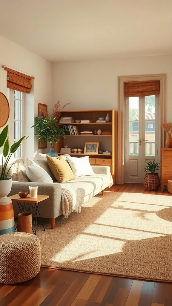 9 Living Room Inspirations For A Cozy & Stylish Space 5 Cozy living room with earthy tones and natural textiles.